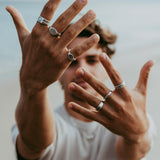 Lifestyle shot of Billie Jo ring collection on model's hand